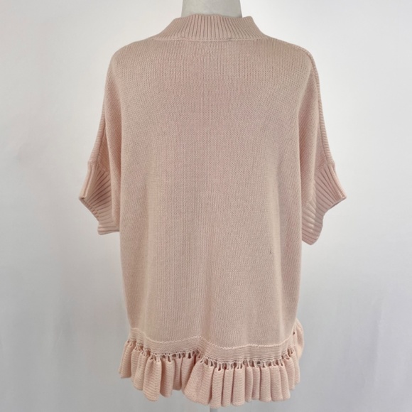 French Connection Ruffle Hem Short Sleeve Sweater Jumper Blush Pink Size Small - Picture 12 of 16